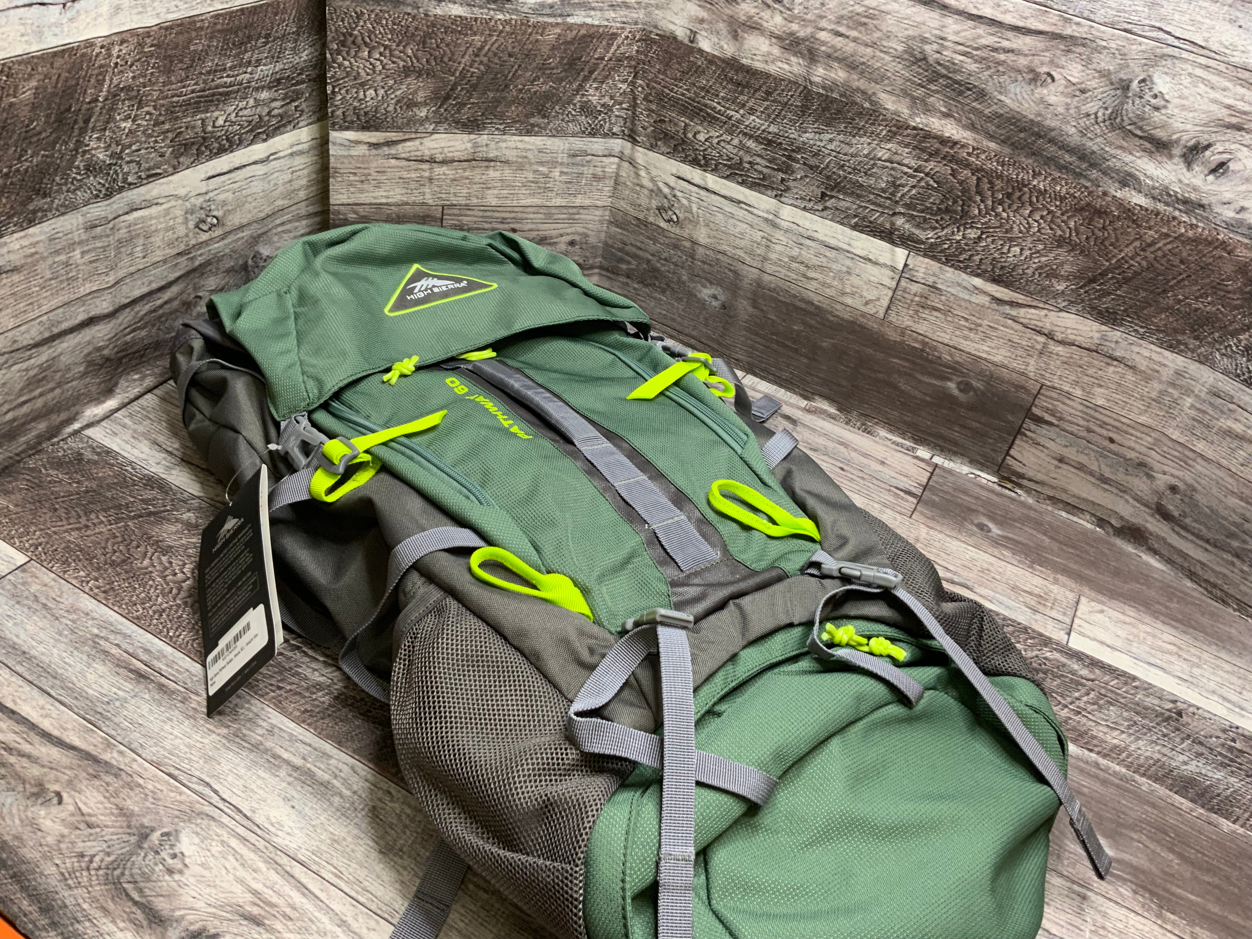 High Sierra Pathway Internal Frame Hiking Backpack, Pine/Slate/Chartreuse, 60L (8086242623726)